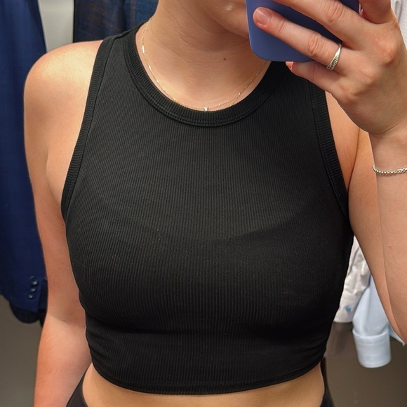 Zara Black‎ Sleeveless Ribbed Cropped Top - Picture 2 of 5